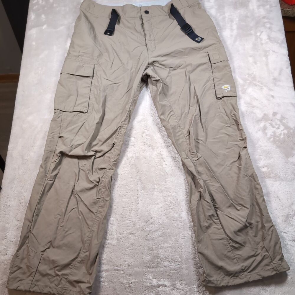 Mountain Hardwear Belted Hiking Pants Mens Large Tan 32x29 Nylon Fishing